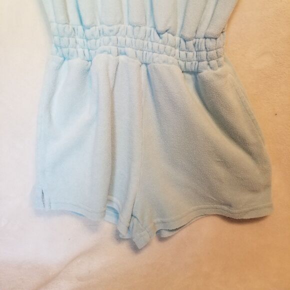 OFFLINE by Aerie XS Romper Light Blue Terry Snap Button-Up Collared  Cover Up - Picture 2 of 12